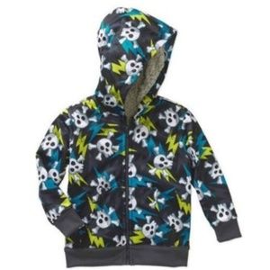 Sherpa Lined Hoodie Skulls Zip Up Jacket Coat Boys